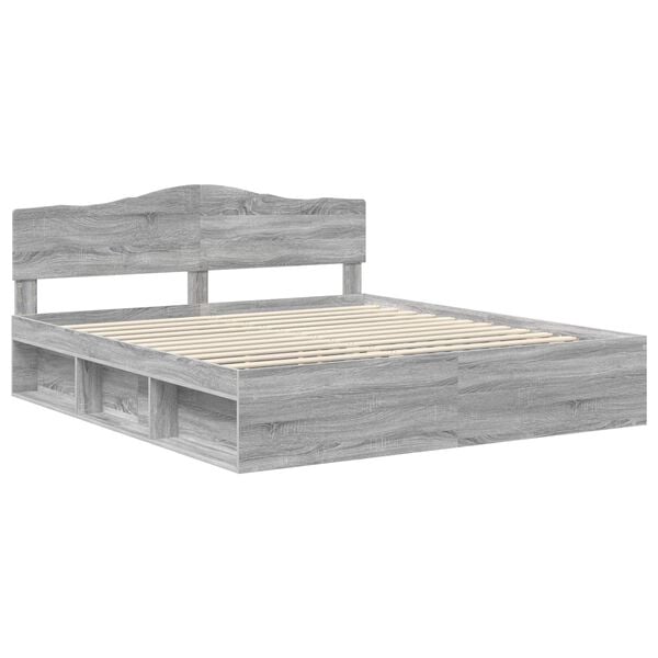 vidaXL Bed Frame Grey Sonoma 200 x 200 cm Solid Pine Wood