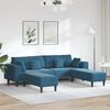 vidaXL Velvet Sofa with Cushion 3 pcs Blue 208 cm Velvet