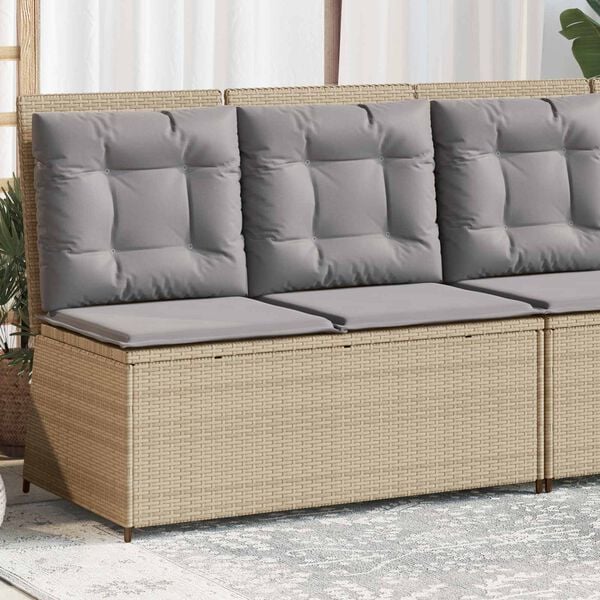 vidaXL Garden Bench Beige Poly Rattan