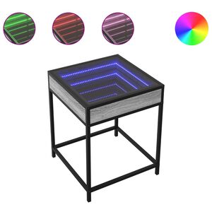 vidaXL Coffee Table with Infinity LED Grey Sonoma 40x40x51 cm