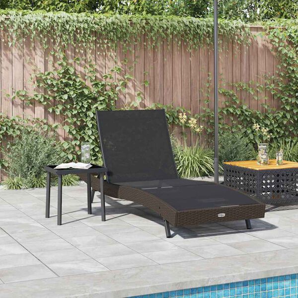 vidaXL Sun Lounger with Table 2 pcs Brown, black 40 x 40 x 40.5 cm