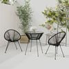 vidaXL 3 Piece Outdoor Dining Set PVC Rattan Black