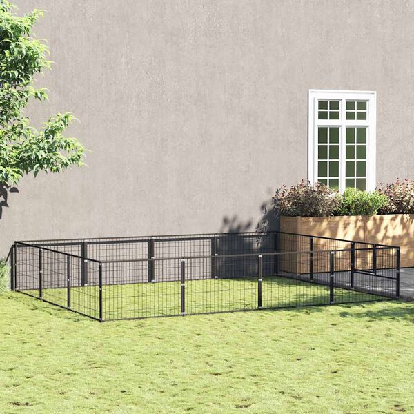 vidaXL Dog Kennel Black 12 m&sup2; Steel
