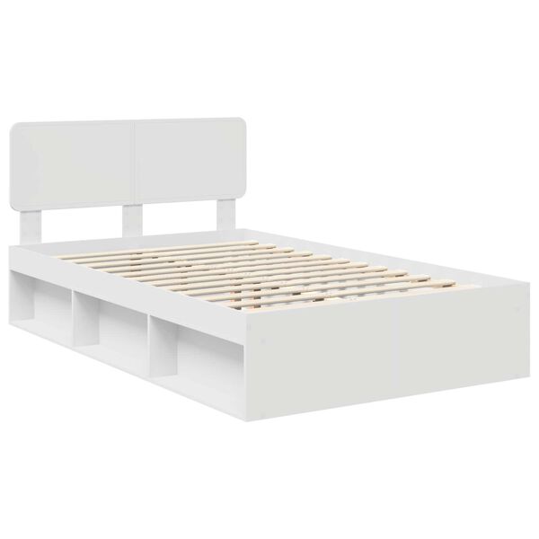 vidaXL Bed Frame with Headboard White 120 x 200 cm Solid Pine Wood