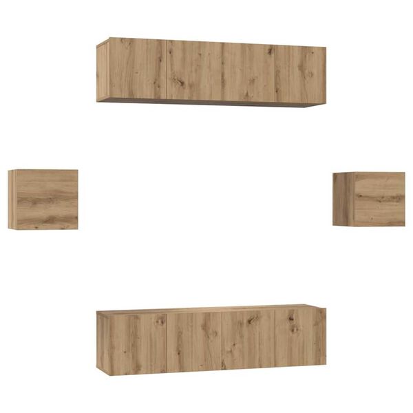 vidaXL TV Cabinet Set Wall-mounted 6 pcs Artisan Oak Engineered Wood