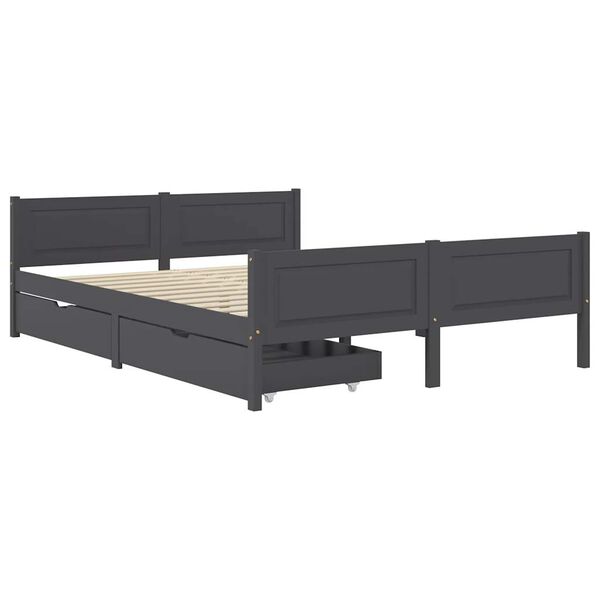 vidaXL Bed Frame without Mattress Dark Grey Solid Wood Pine 140x200 cm (322127+321990)