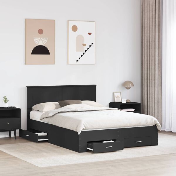 vidaXL Bed Frame with Headboard Black 160 x 200 cm Engineered Wood