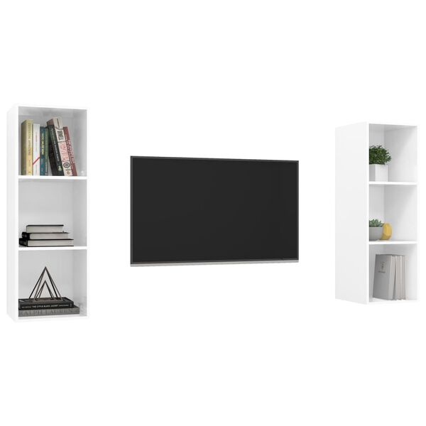 vidaXL 2 Piece Wall-mounted TV Cabinet Set High Gloss White Engineered Wood (2x805486)