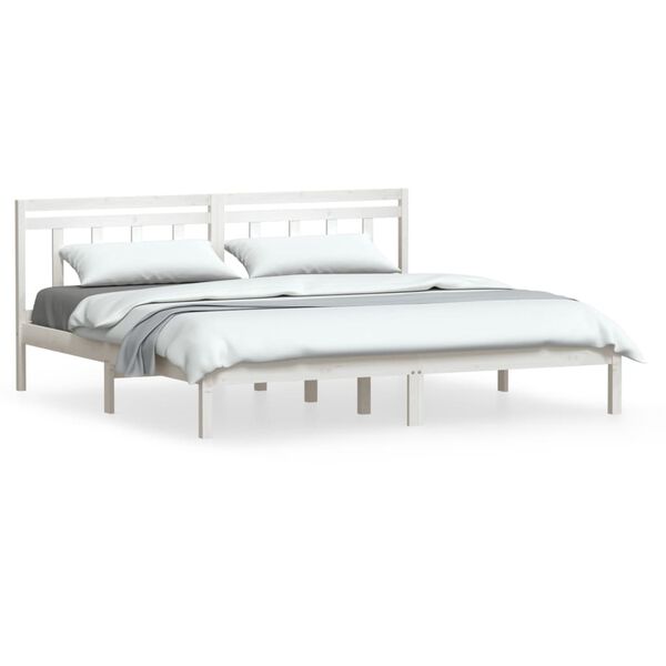 vidaXL Bed Frame without Mattress White Solid Wood 200x200 cm (810038+814115)