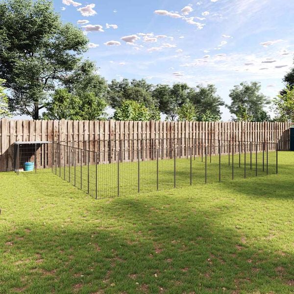 vidaXL Dog Kennel Black 37.51 m&sup2; Steel