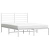 vidaXL Metal Bed Frame without Mattress with Headboard White 135x190cm