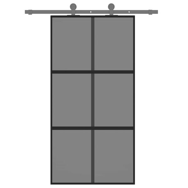 vidaXL Sliding Door Black 102.5x205 cm Tempered Glass and Aluminium