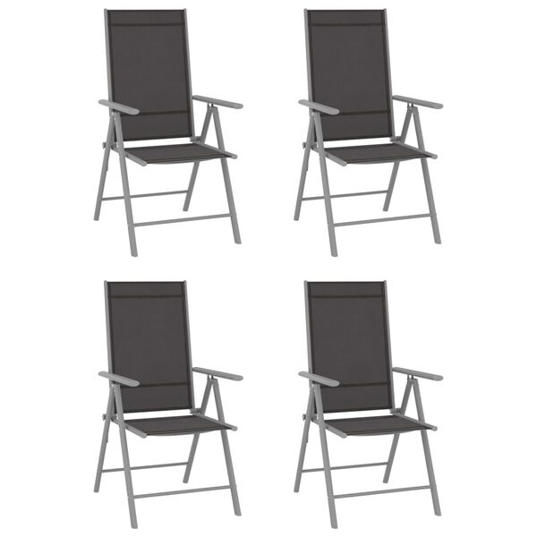 vidaXL 5 Piece Garden Dining Set Aluminium Silver and Black