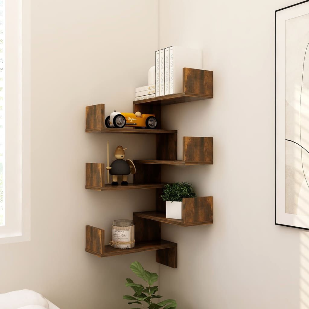 Dark oak sales corner shelf