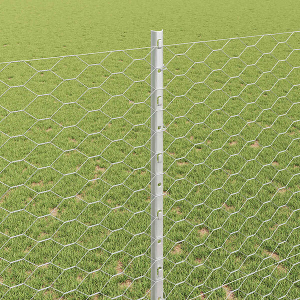 vidaXL Fence with Post Silver 1.4 x 100 m Steel
