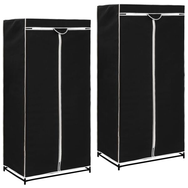vidaXL Wardrobes 2 pcs Black 75x50x160 cm