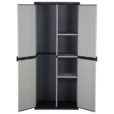 vidaXL Garden Storage Cabinet with 3 Shelves Grey&Black 68x40x168 cm