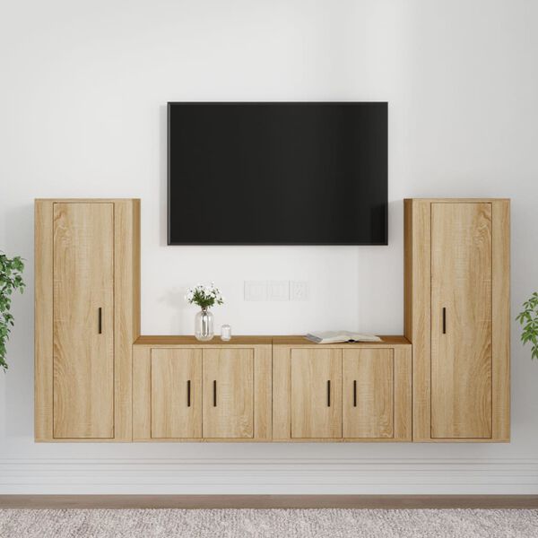 vidaXL 4 Piece TV Cabinet Set Sonoma Oak Engineered Wood
