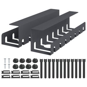 vidaXL Under Desk Cable Management Tray 2 pcs Anthracite