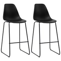 vidaXL Bar Chairs 2 pcs Black Plastic