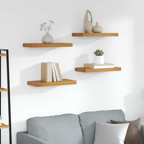 vidaXL Wall Shelf 4 pcs Brown 50 x 23 x 4 cm Engineered Wood