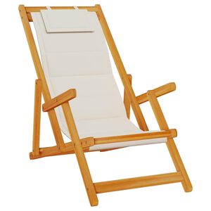 vidaXL Beach Chair with Cushion 2 pcs Brown x x Solid Acacia wood