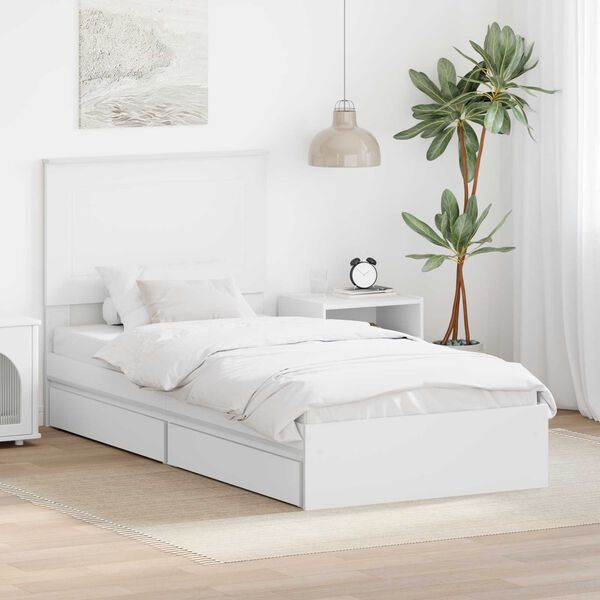 vidaXL Storage Bed with Headboard White 90 x 190 cm Engineered Wood