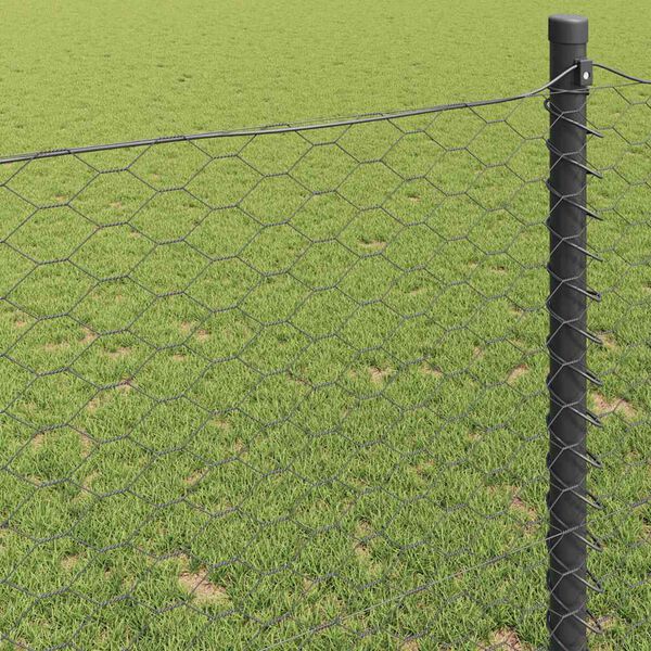 vidaXL Hexagon Fence Grey 0.4 x 50 m Steel