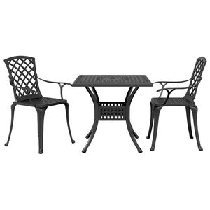 vidaXL 3 Piece Bistro Set Black Cast Aluminium