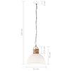 vidaXL Industrial Hanging Lamp White Round 51 cm E27 Solid Mango Wood