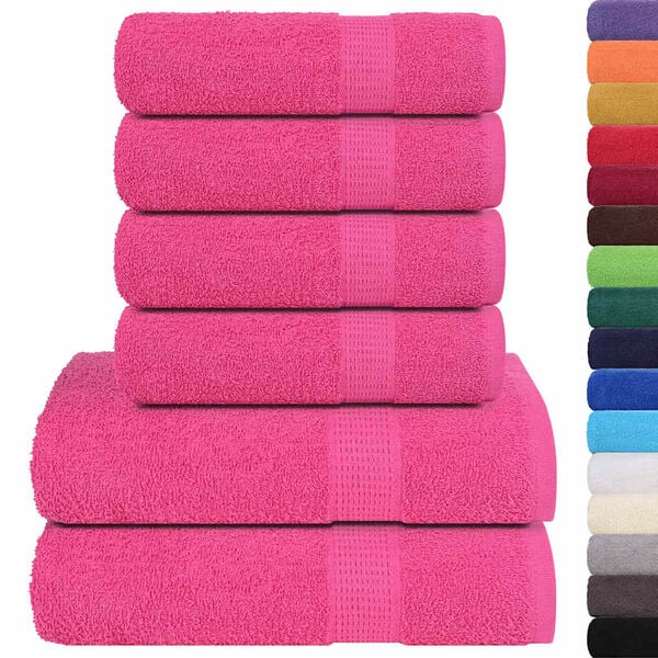 vidaXL 6 Piece Towel Set "FROGN" Pink 100% Cotton