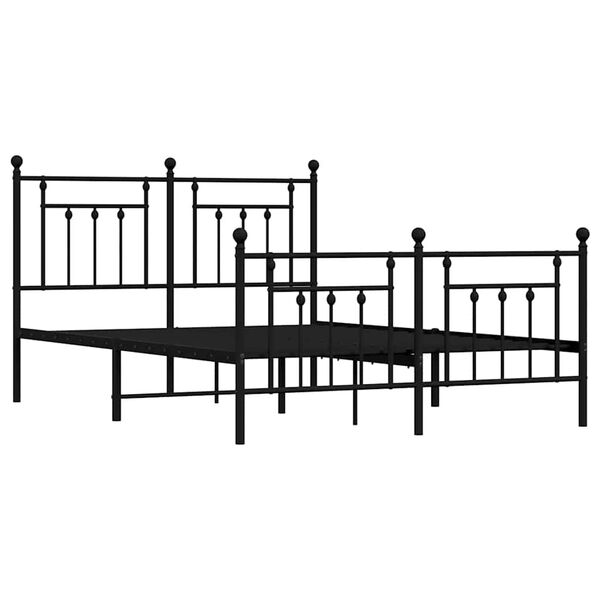 vidaXL Metal Bed Frame without Mattress with Footboard Black 140x200cm