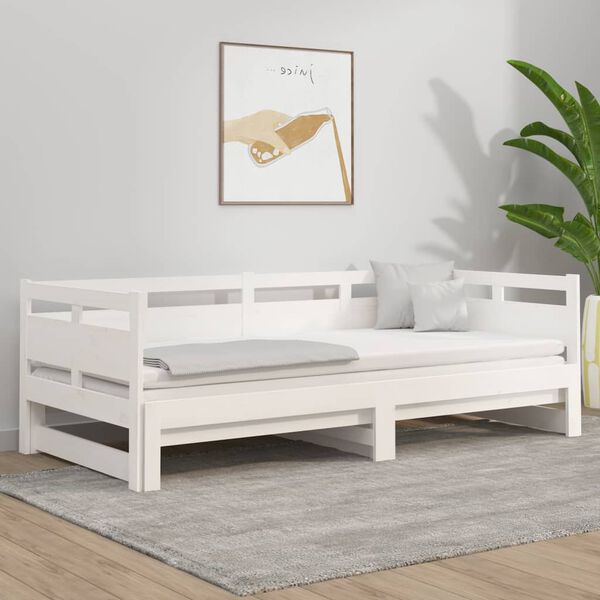 vidaXL Pull-out Day Bed without Mattress White 2x(90x190) cm