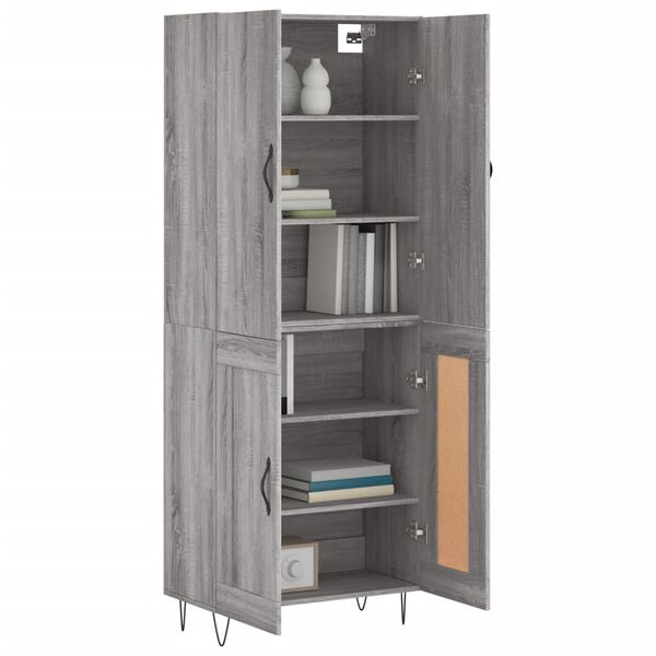 vidaXL Highboard Grey Sonoma 69.5x34x180 cm Engineered Wood