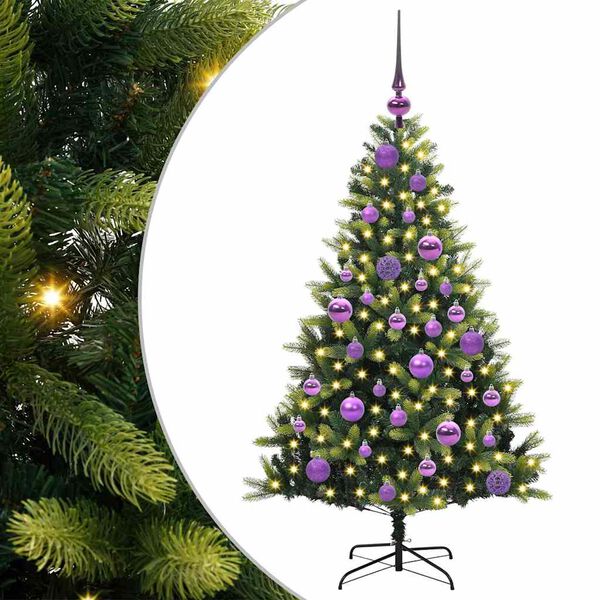vidaXL Artificial Hinged Christmas Tree 150 LEDs Green 120 cm