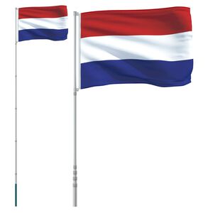 vidaXL Netherlands Flag and Pole 5.5 m Aluminium