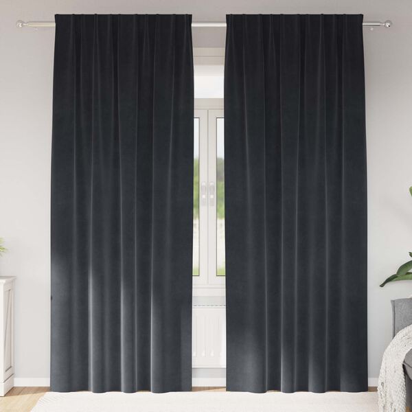 vidaXL Blackout Curtains 2 pcs Dark Grey 140 x 225 cm Velvet
