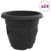 vidaXL Round Flower Pot 24 pcs Black &Oslash; 34 x 28 cm Plastic