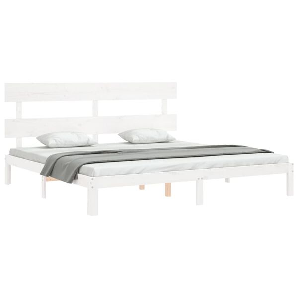 vidaXL Bed Frame without Mattress White Super King Size Solid Wood Pine