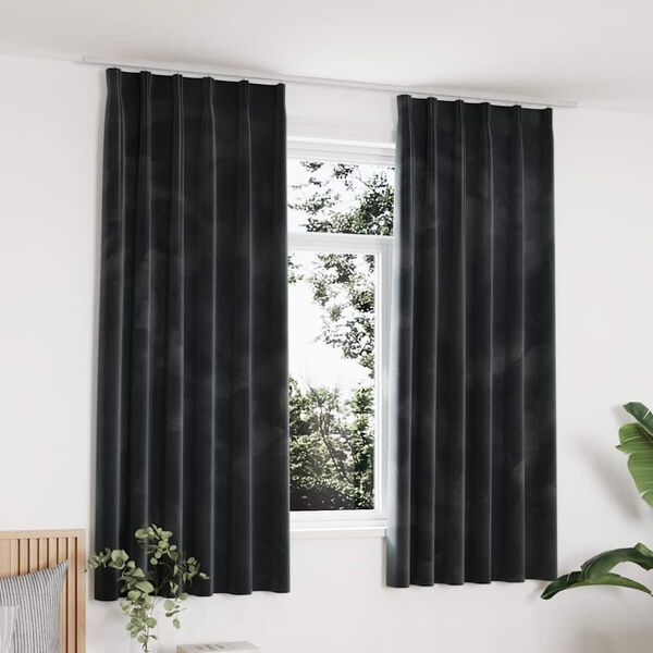 vidaXL Blackout Curtains 2 pcs with Hooks Velvet Anthracite 140x175 cm