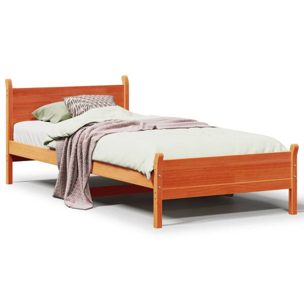 vidaXL Bed Frame without Mattress Wax Brown 100x200 cm Solid Wood Pine