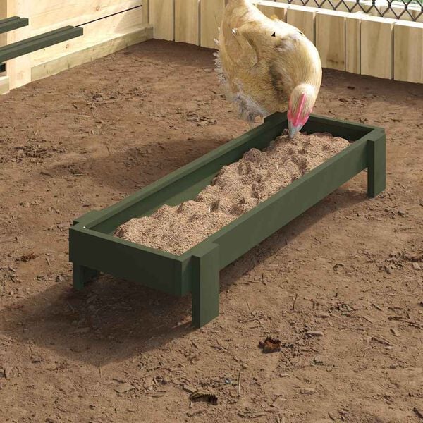 vidaXL Chicken Feeding Trough Olive Green 80 x 28 x 13.5 cm