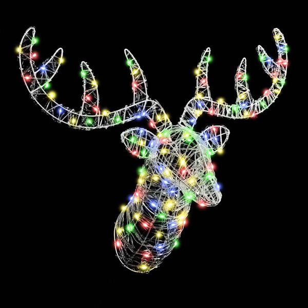 vidaXL Reindeer Head with 140 LEDs Colourful 60 cm Acrylic