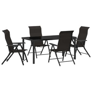 vidaXL Garden Dining Set 5 pcs Black Coffee Powder-Coated Steel