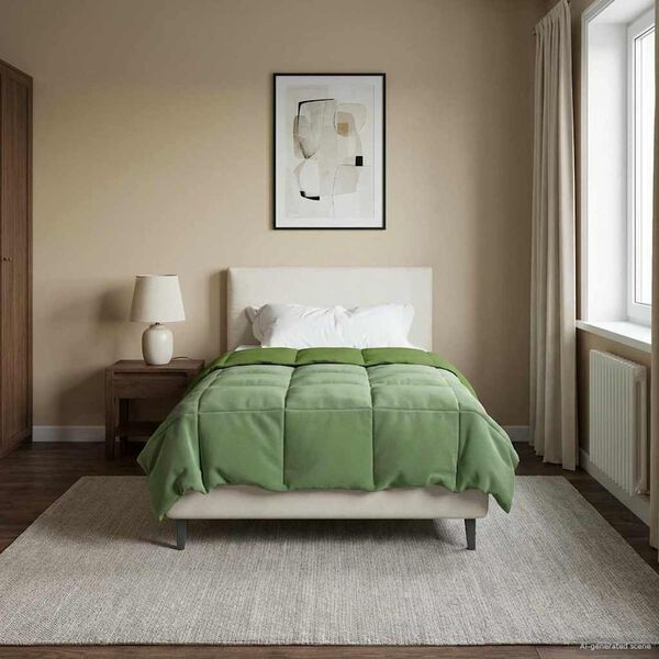 vidaXL Full Year Duvet Quilted Green 155 x 200 cm Microfiber