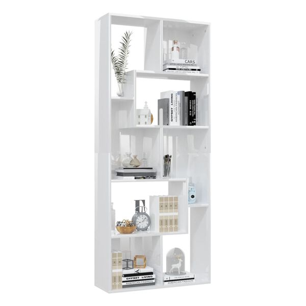 vidaXL Book Cabinet High Gloss White 67x24x161 cm Engineered Wood