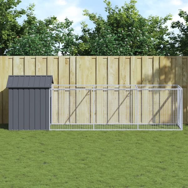 vidaXL Dog House with Roof Anthracite 117x405x123 cm Galvanised Steel