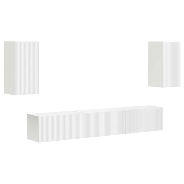 vidaXL TV Cabinet Set Wall-mounted 3 pcs White Engineered Wood