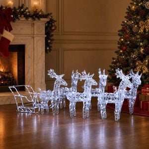 vidaXL Reindeers & Sleigh Christmas Decoration 320 LEDs Acrylic