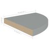 vidaXL Floating Corner Shelf Grey 35x35x3.8 cm MDF